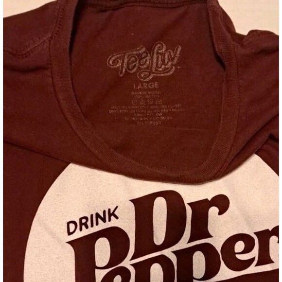 Drink Dr Pepper Logo Men’s Large Cotton T-Shirt Soda Logo Graphic Tee Luv Design - Picture 3 of 5